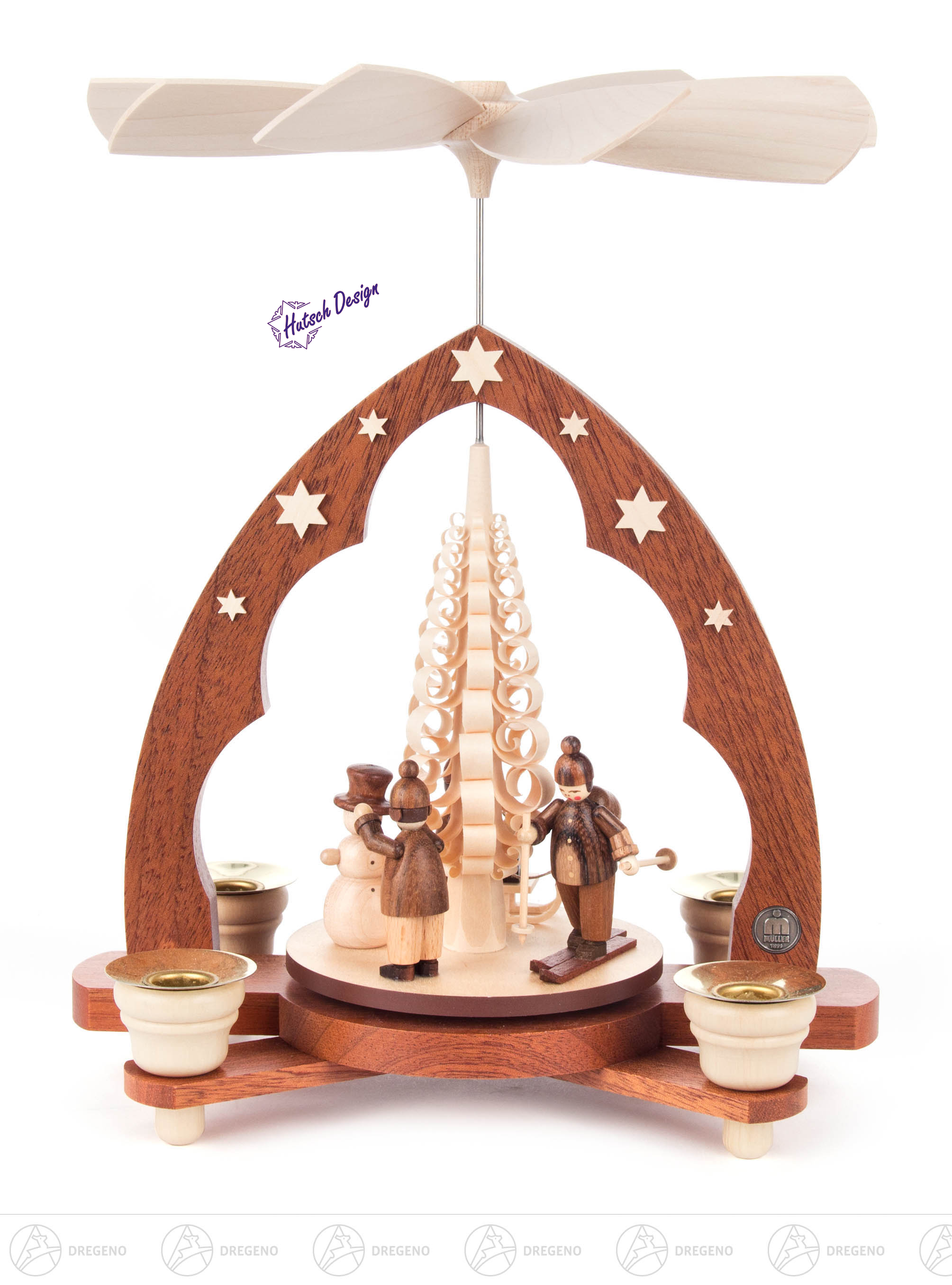 Pyramide mit Winterkindern, für Kerzen d14mm