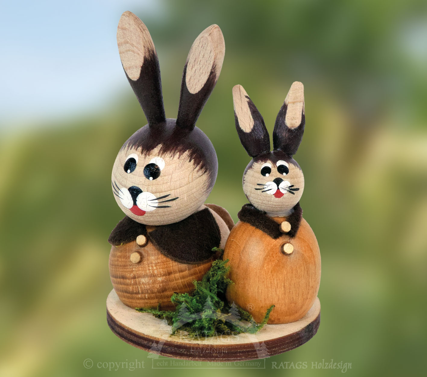 Hasenpärchen, brauner Kragen