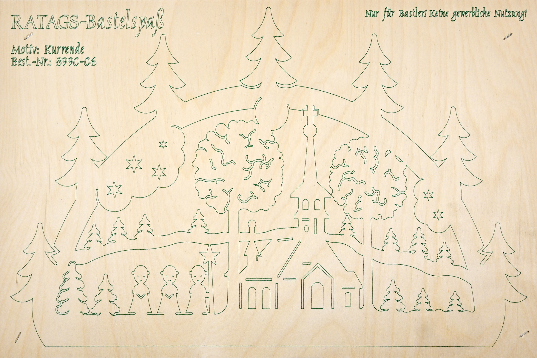 2 Motivsperrholzplatten, Selbstaussägen Schwibbogen, klein, Kurrende
