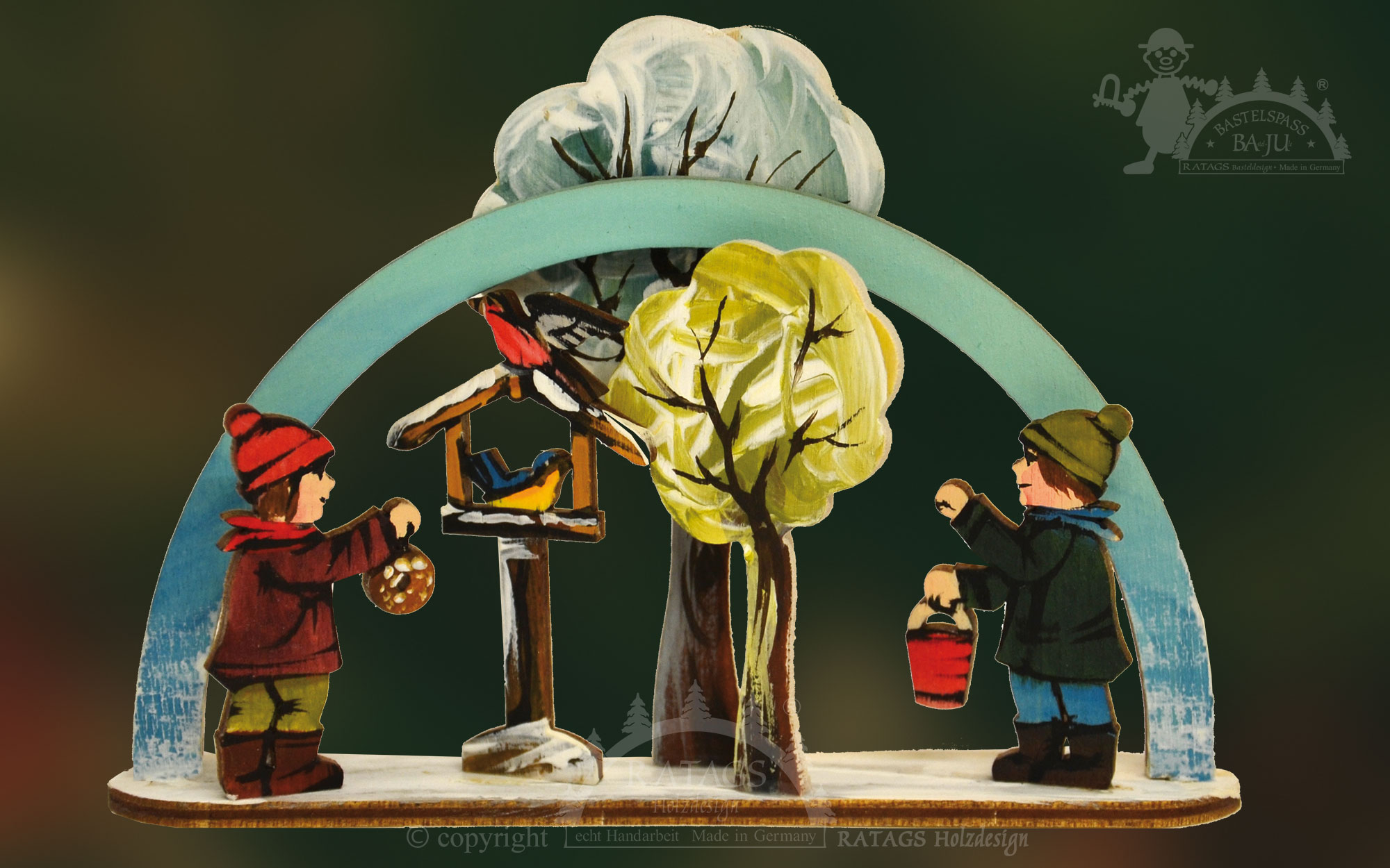 Mini-Schwibbogen zum Basteln Vogelfütterung