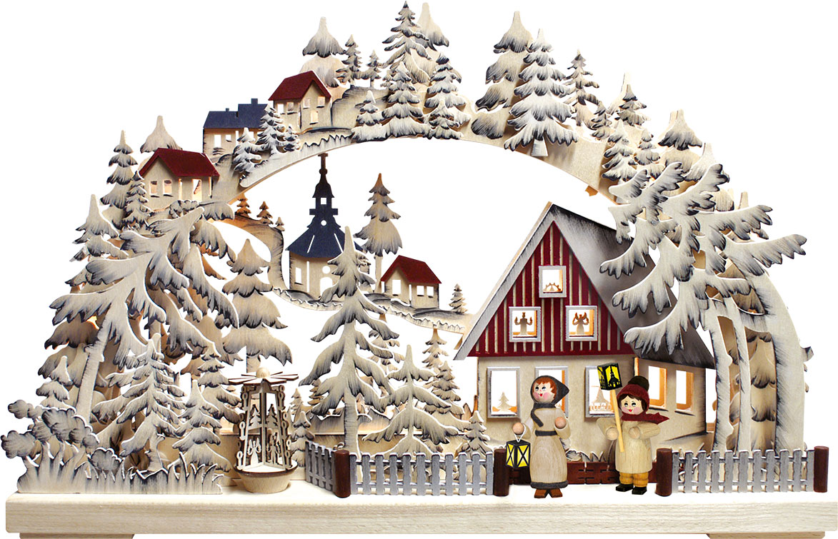 3D-Schwibbogen kl., Laternenschein, grau schattiert