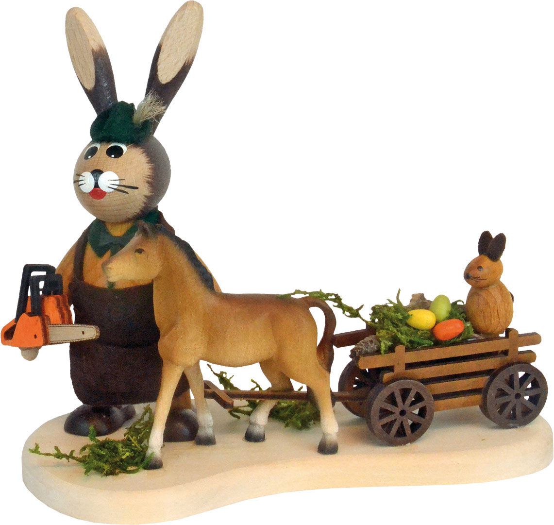Osterhase Waldarbeiter mit Pferd, Ketten