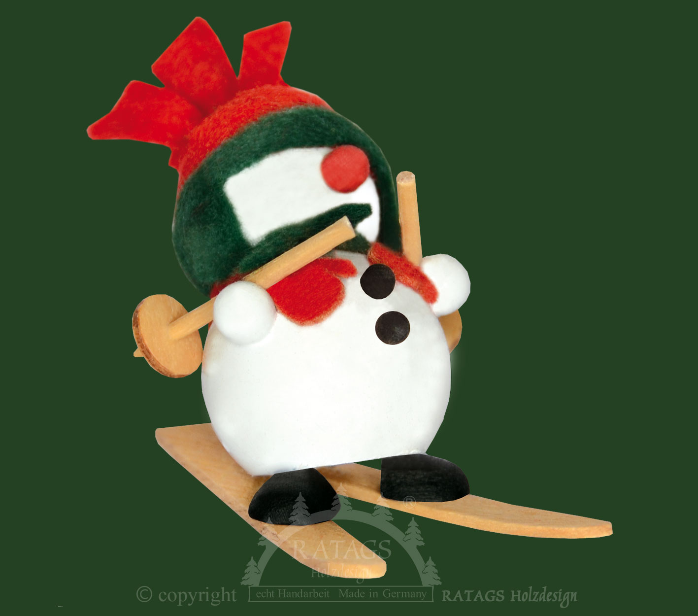 Schneemann auf Ski