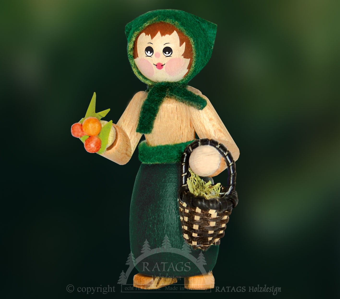 Figur, Försterin mit Korb und Beeren