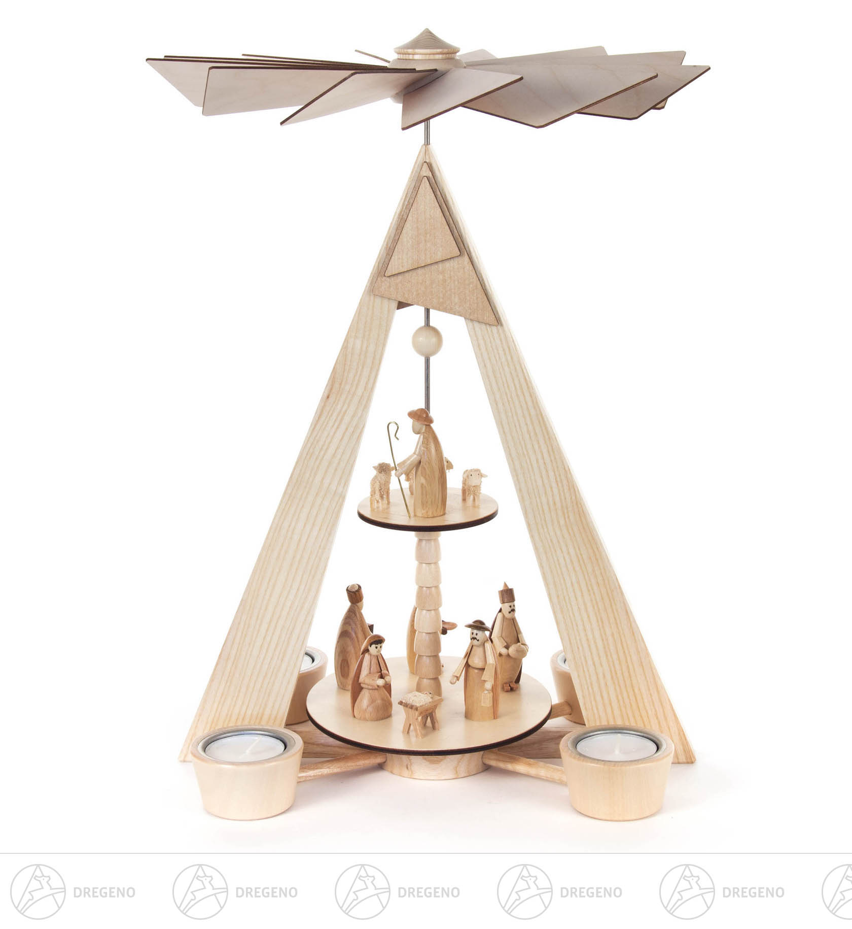 Pyramide mit Christi Geburt, 2-stöckig, für Teelichte