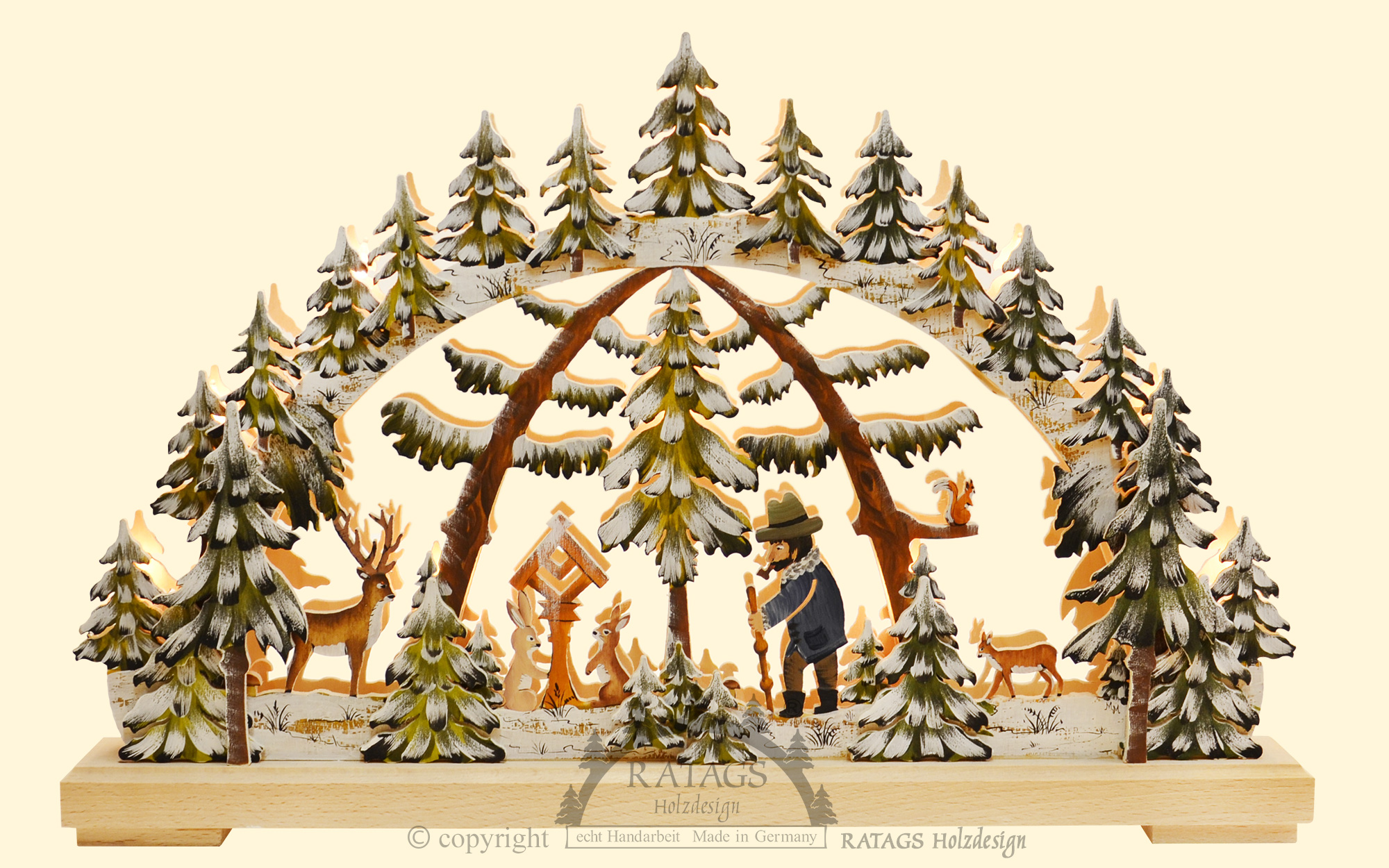 SONDERANGEBOT - Schwibbogen kl., Waldspaziergang, handbemalt winterlich