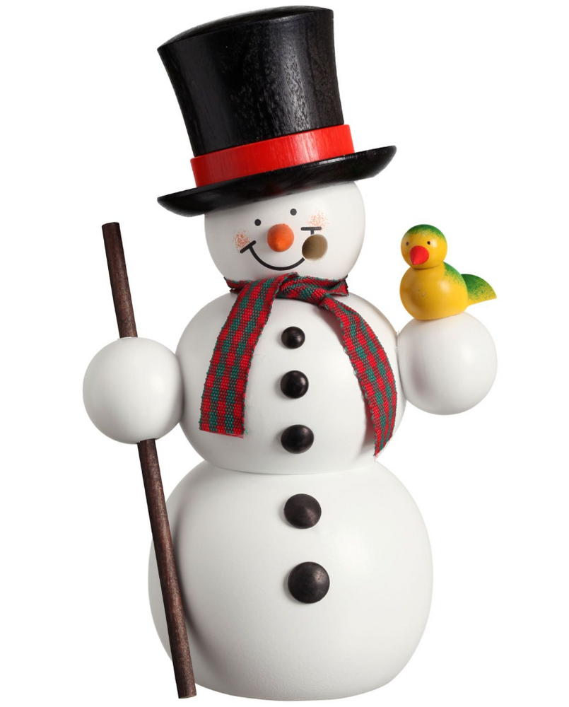 Räuchermann Schneemann mit Vogel
