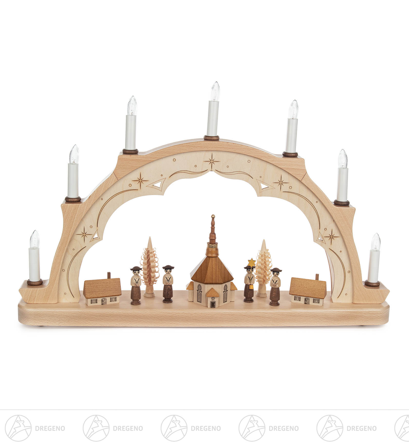 Schwibbogen mit Kurrende elektr. Beleuchtung 34x51cm