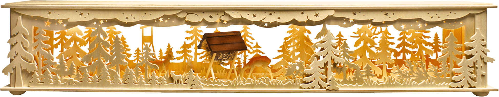 Raumleuchte groß, Futterkrippe, 3 Rehe, natur