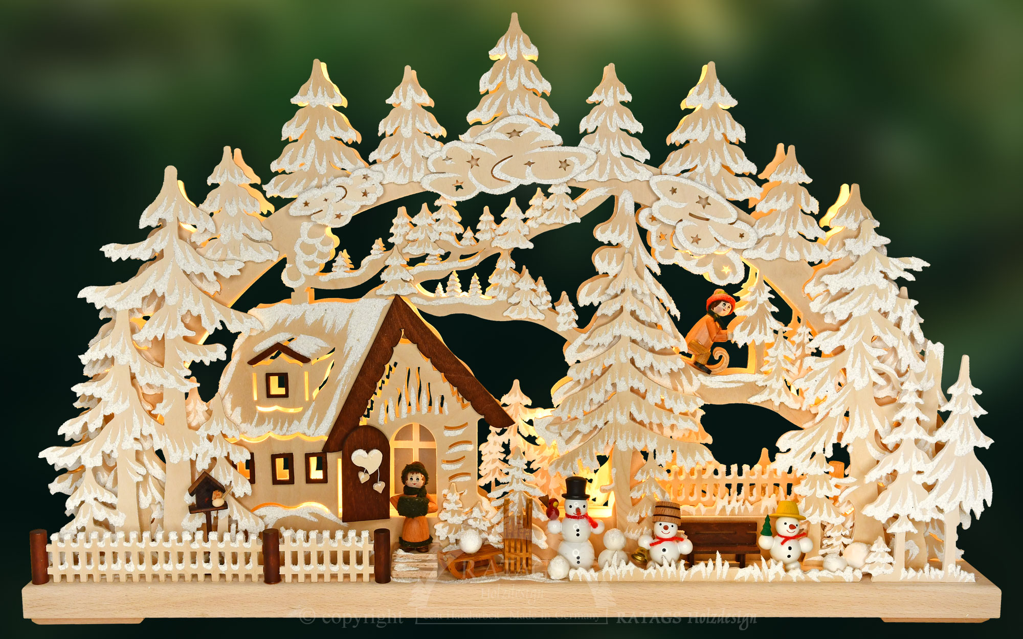 3D-Schwibbogen mittelgroß, Winterlandschaft, Raureif