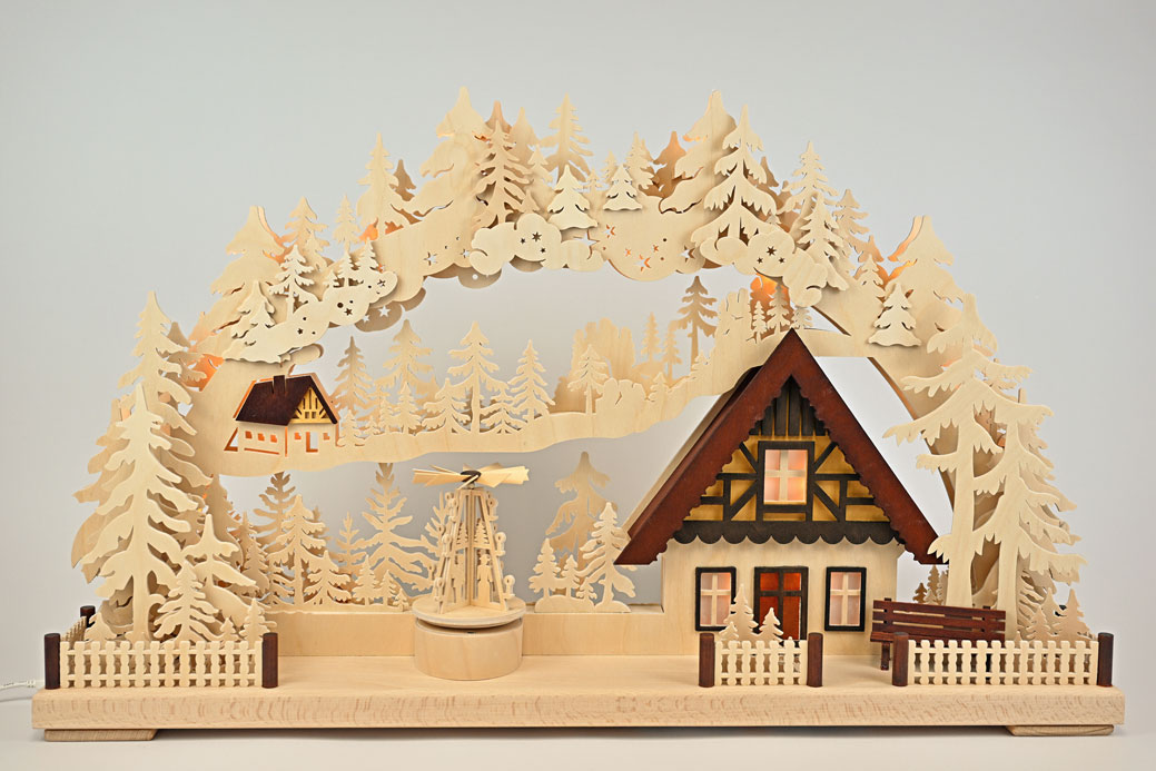 3D-Schwibbogen gr., Weihnacht im Erzgebi mit Pyramide, unbestückt