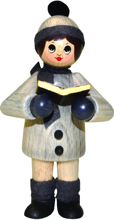 Figur groß, Kurrendesänger, grau mit Buch