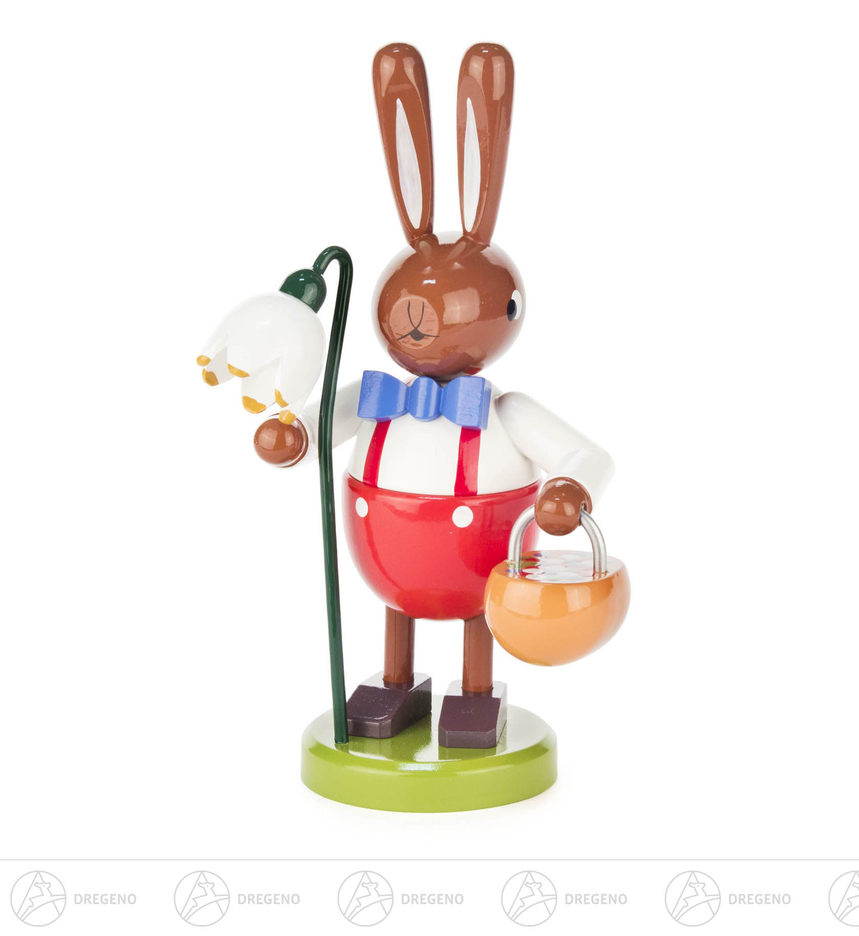 Hase mit Korb und Blume groß 17cm