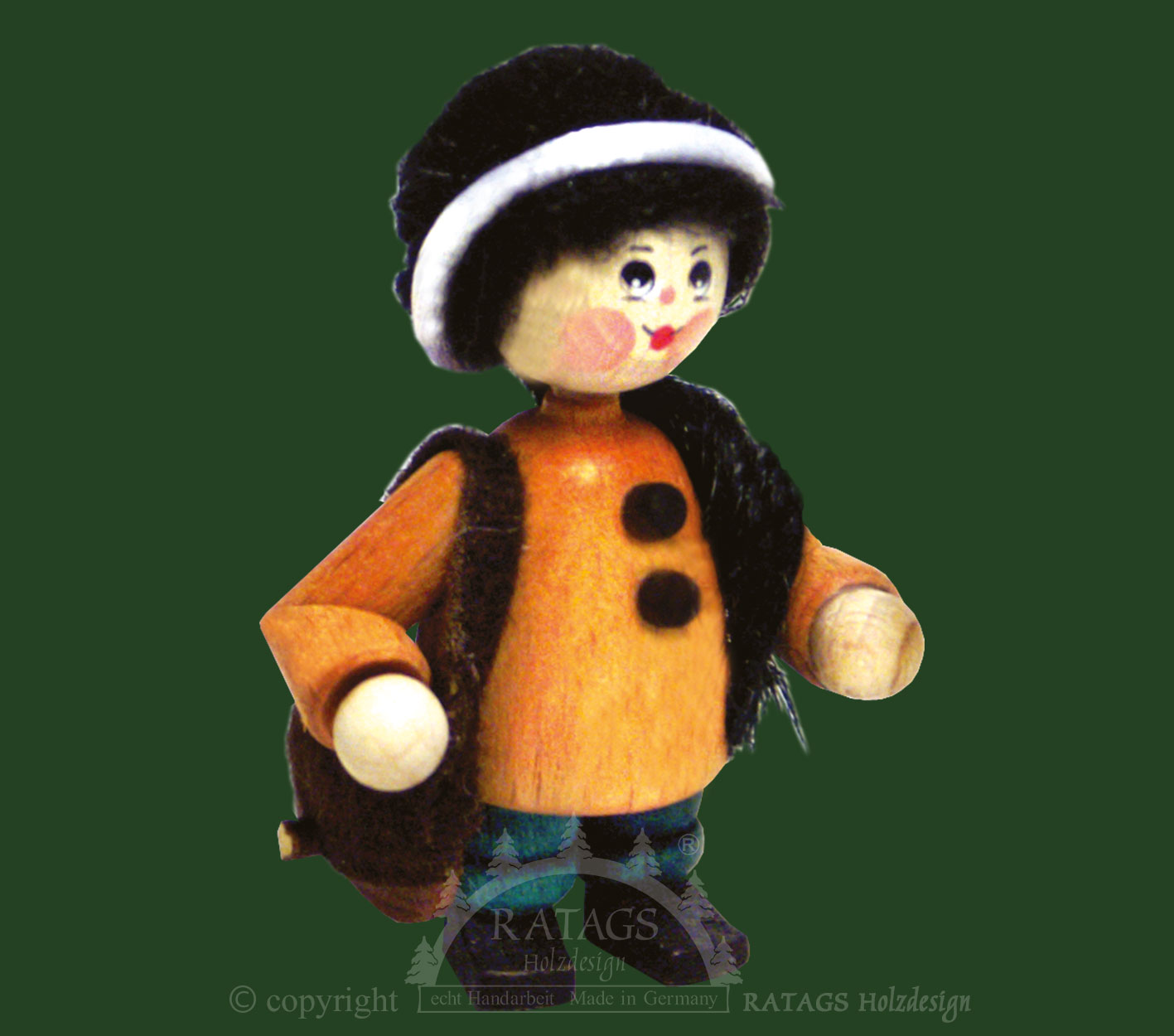 Figur, Kind mit Tasche und Pferdeschwanz