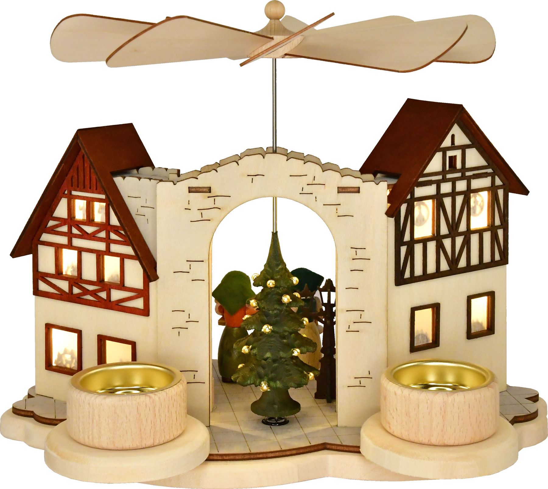 Hauspyramide, Auf dem Markt, Fachwerkhäuser, elektrisch beleuchtet
