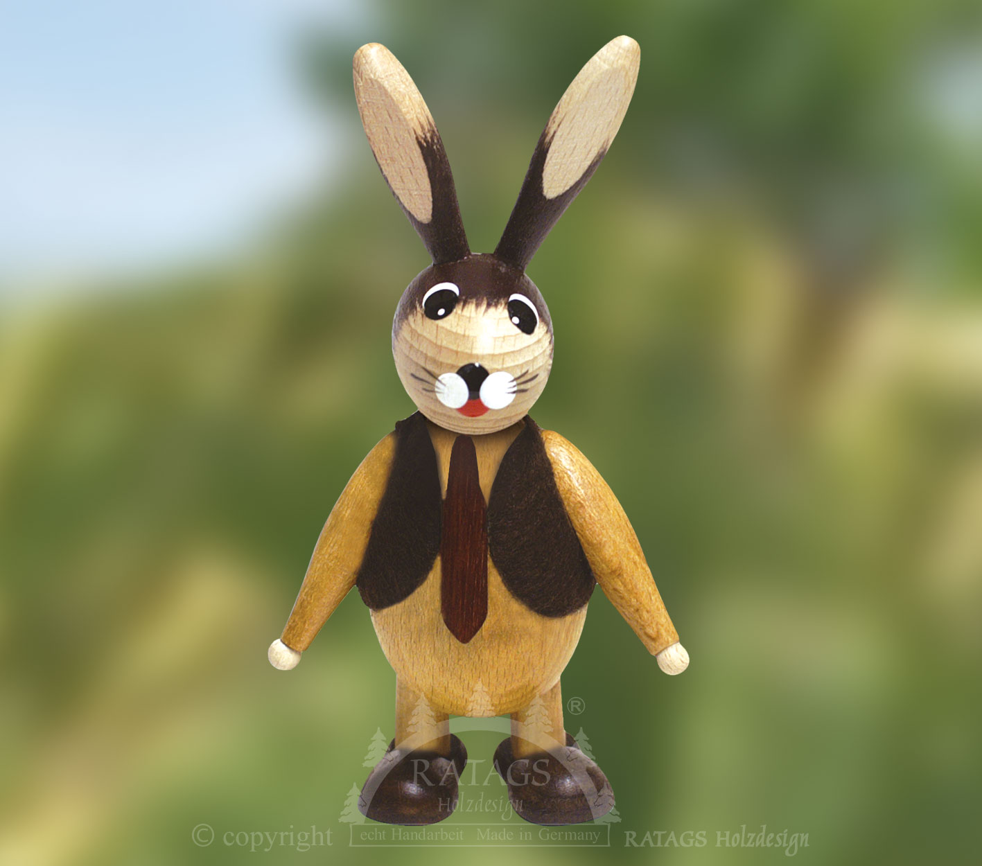 Knuffi Hase, braune Weste, Krawatte