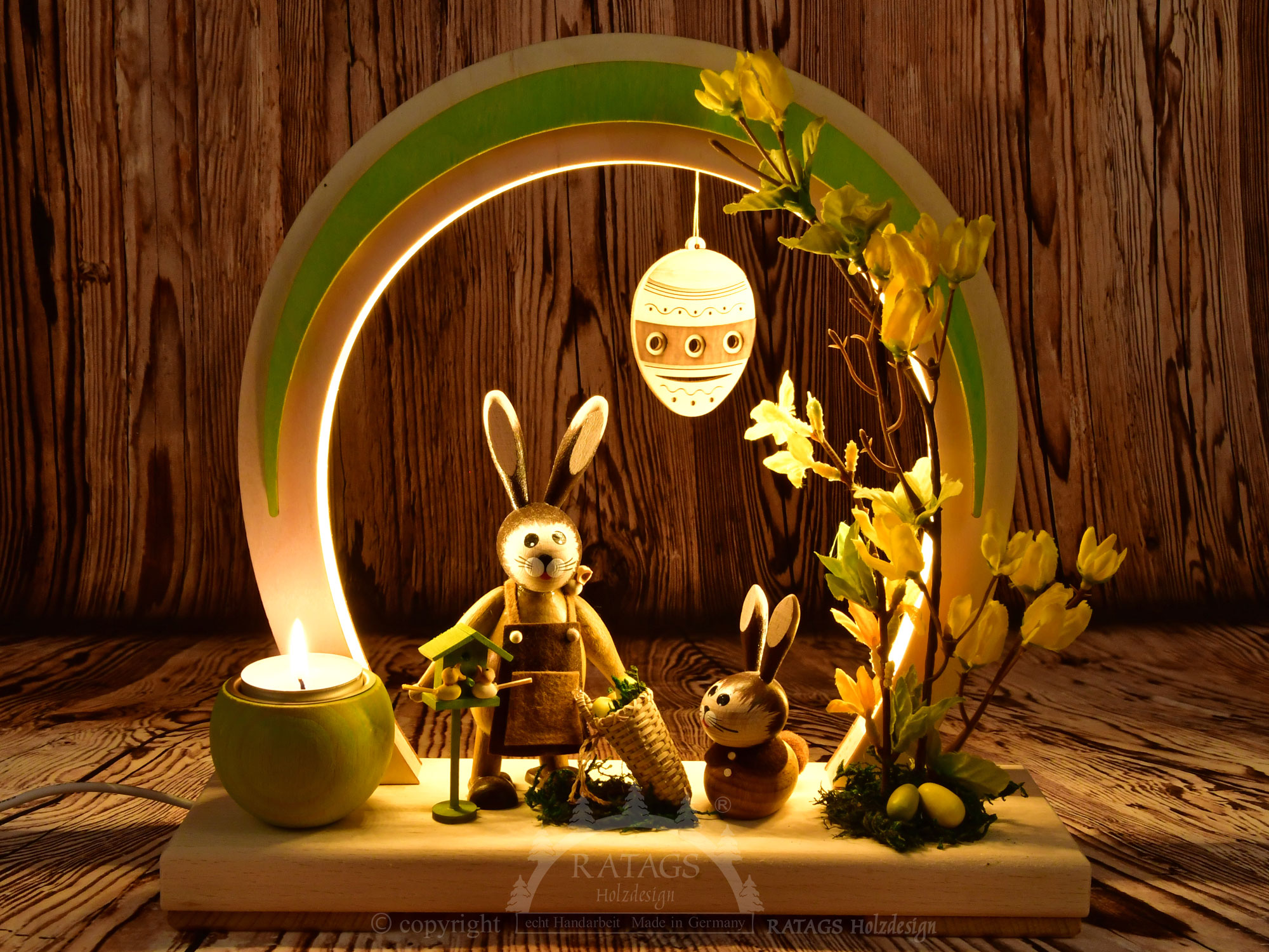 Romantikleuchte Ostern, LED, rund, grün