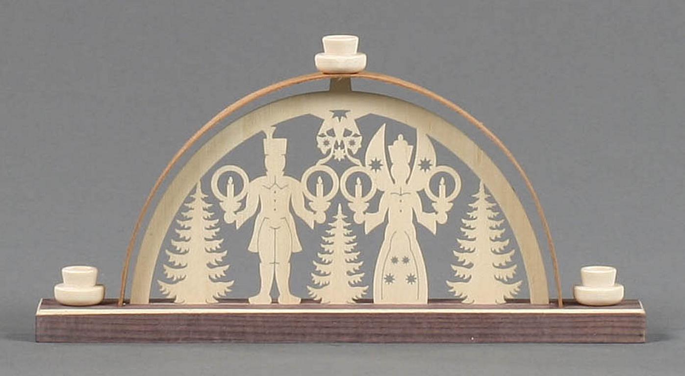 Mini Schwibbogen Engel/Bergmann 8x17cm