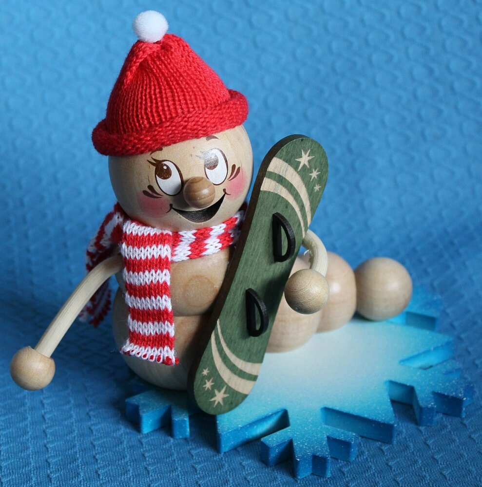 Weihnachtswurm Rudi mit Snowboard- vorrätig 1 Stück