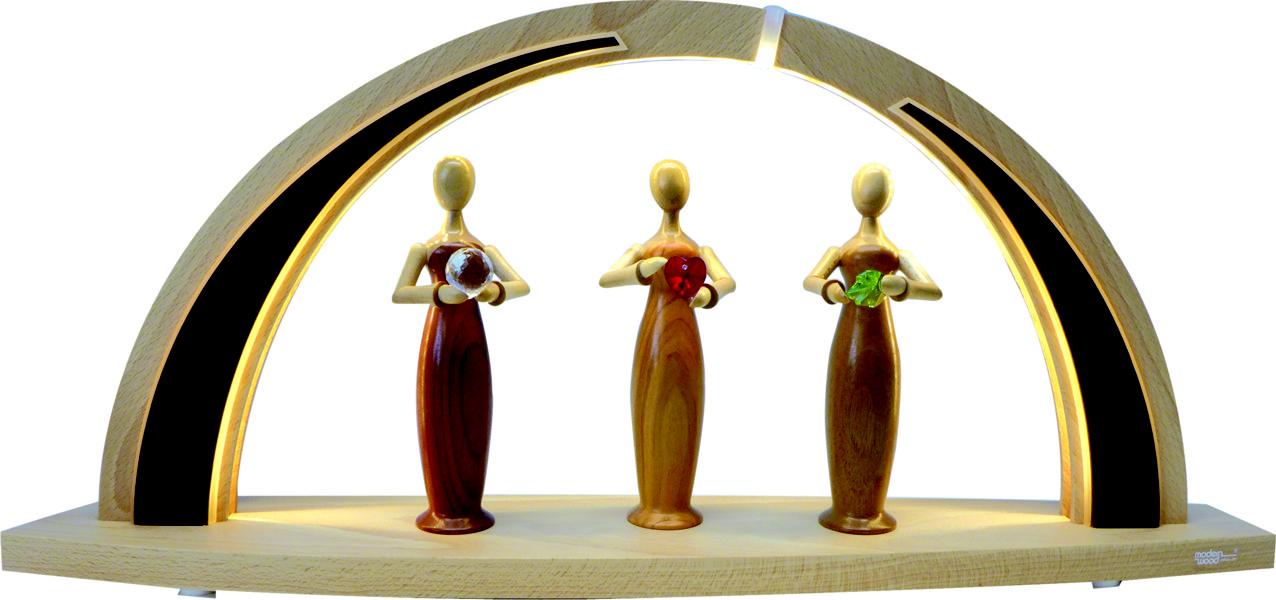 Schwibbogen LED Beleuchtung groß Bestückung Tugenden natur