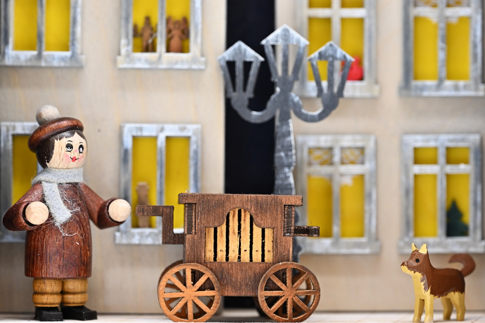 3D-Wandbild, Leierkasten bei Nacht