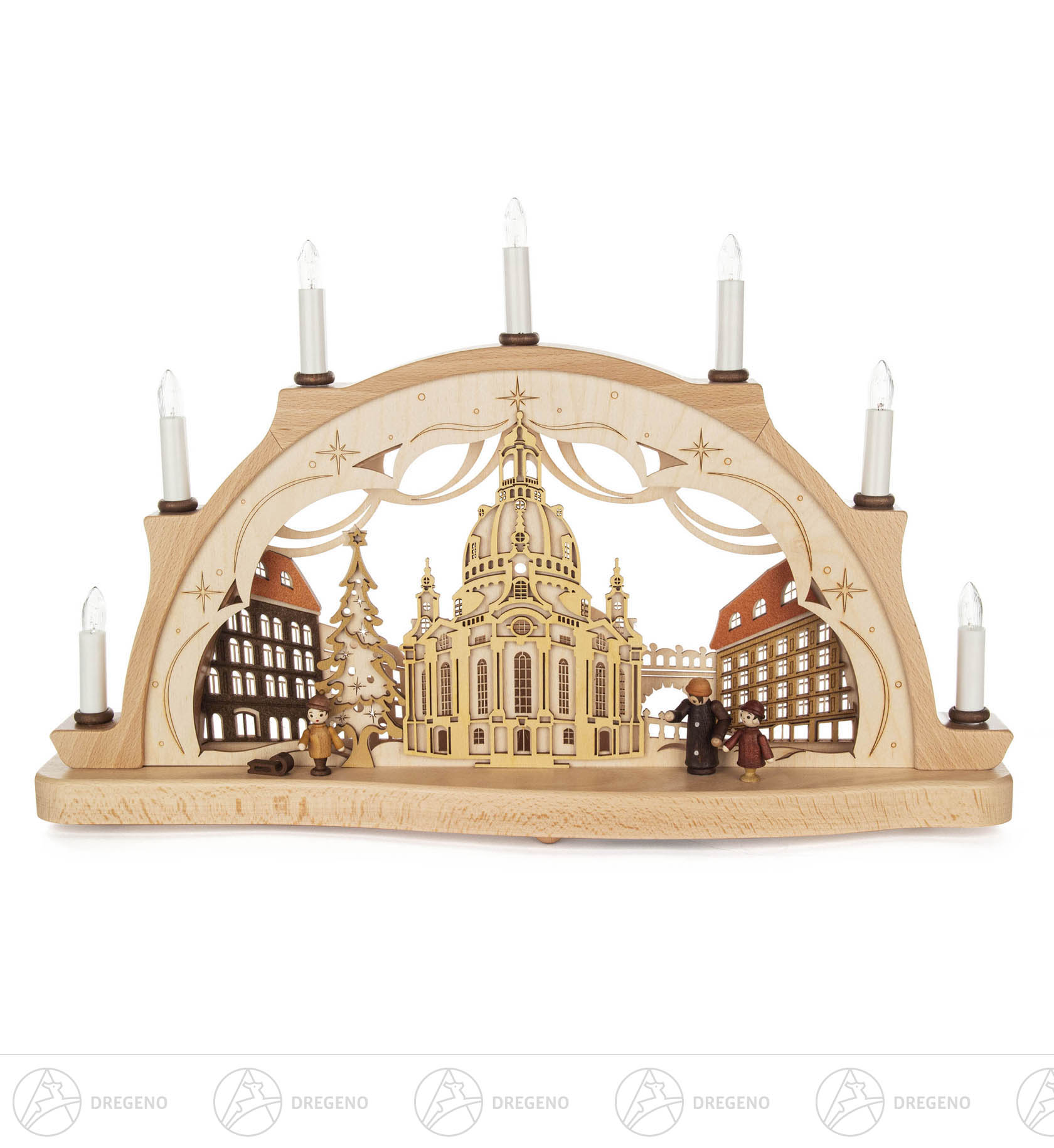 Schwibbogen Dresdner Frauenkirche in 3D Optik mit elektr. Beleuchtung 33x52cm